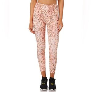 Lorna Jane Pink Leopard Print Crop Leggings sz M